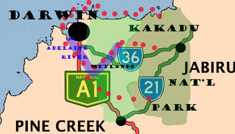 Northern Territory map showing the "invasion" routes